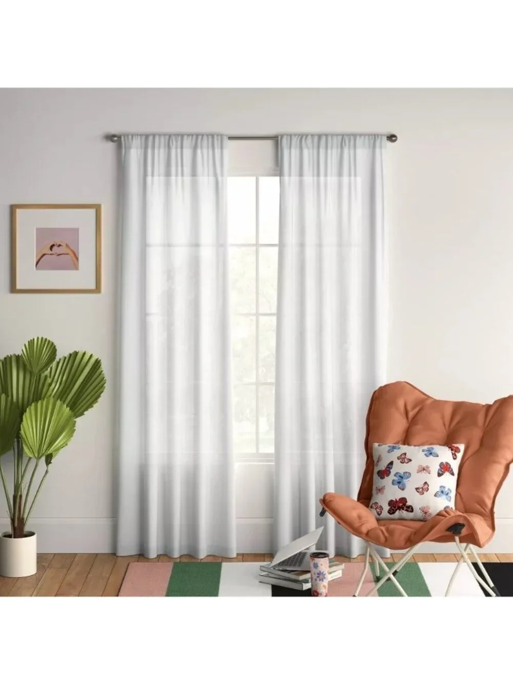 Room Essentials Sheer White Rod Pocket Hang Single Curtain Panel 60